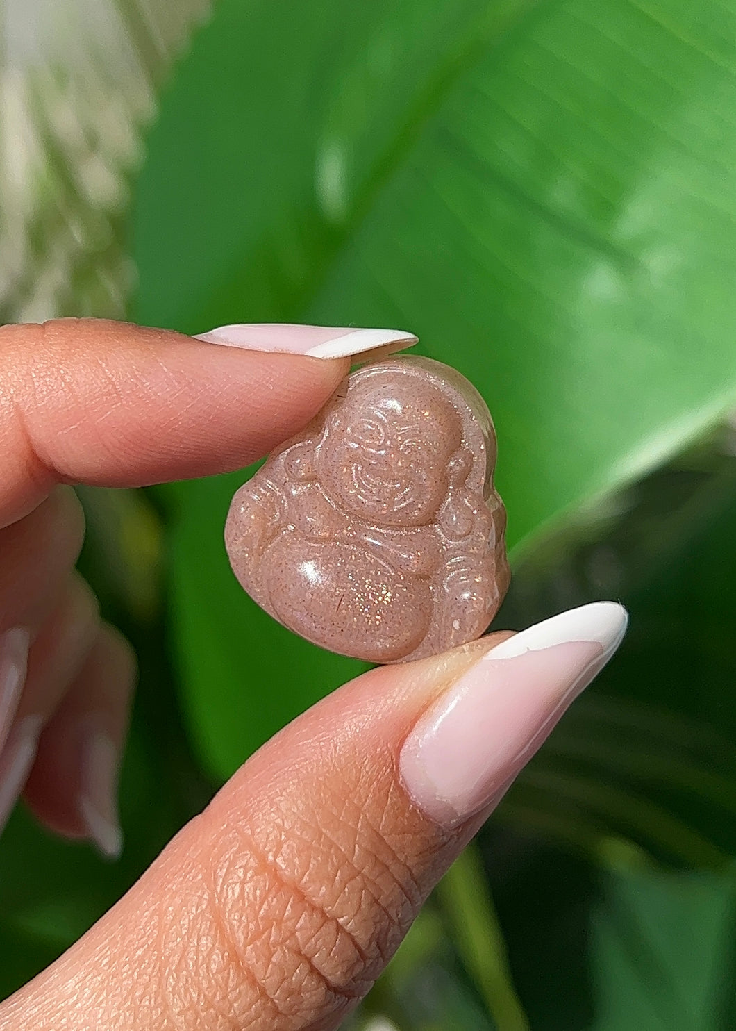 Peach Moonstone w/ Sunstone Mini Laughing Buddha