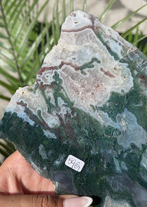 Moss Agate Slab w Amethyst Druzy