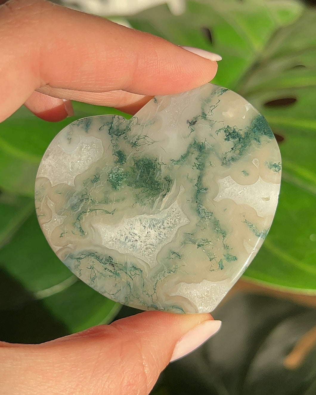 Milky Moss Agate Heart Dish