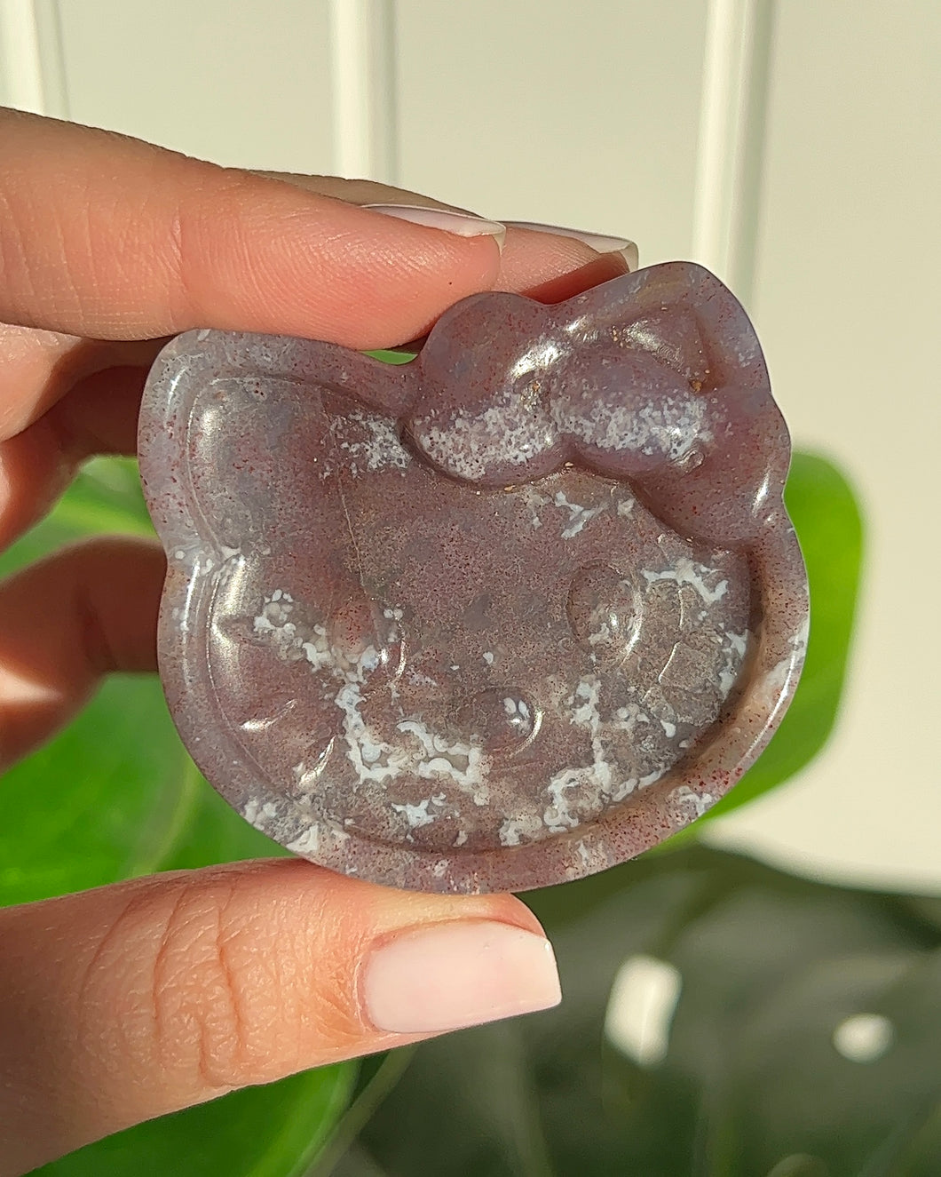 Purple Moss Agate Hello Kitty Dish